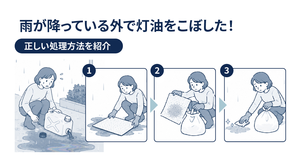 雨が降っている外で灯油をこぼした！正しい処理方法を紹介